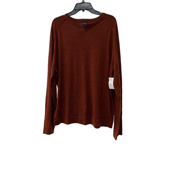 NWT GOOD MAN BRAND Size XL MVP Slim Fit Notch Neck Wool Sweater brown MSRP$185 - Picture 1 of 11